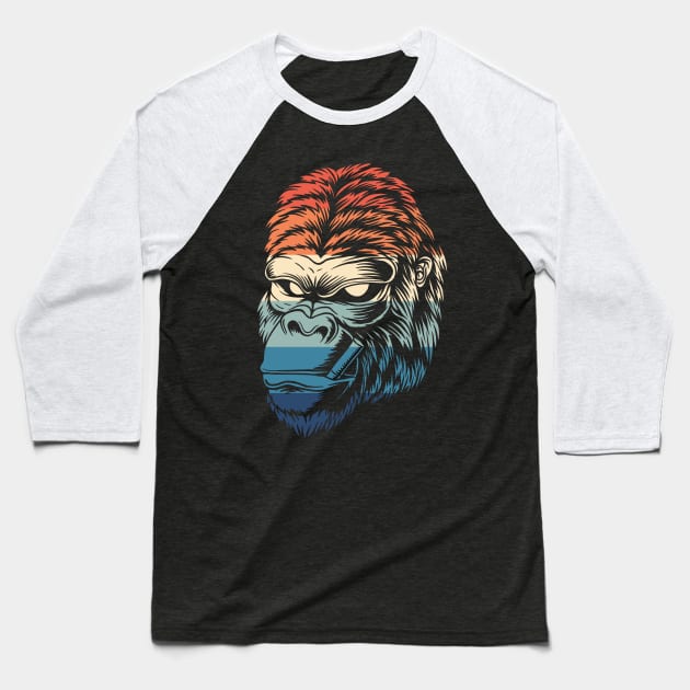 Retro Smoking Chimp Baseball T-Shirt by Dojaja